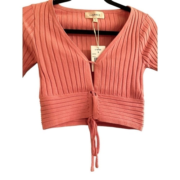 L*Space Lucky Lace Up Sweater Top in Rose - Picture 3 of 6